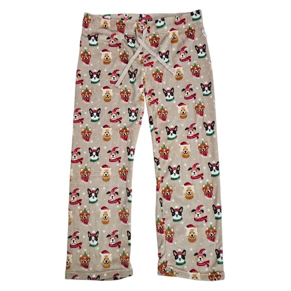 Daydream Plush Ultra Soft Women's Tan Christmas Puppy Pajama Pants Size XL NWT - Picture 1 of 11
